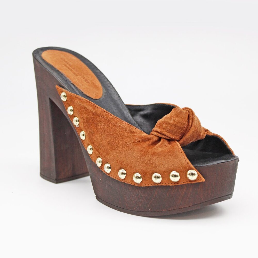 Charles David Women’s Peep Toe Riveted Platform Chunky High Heel Mules: Size 10 - Picture 2 of 7